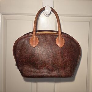 Vintage ETRO Paisley Dome Bag – Made in Italy – Leather Trim